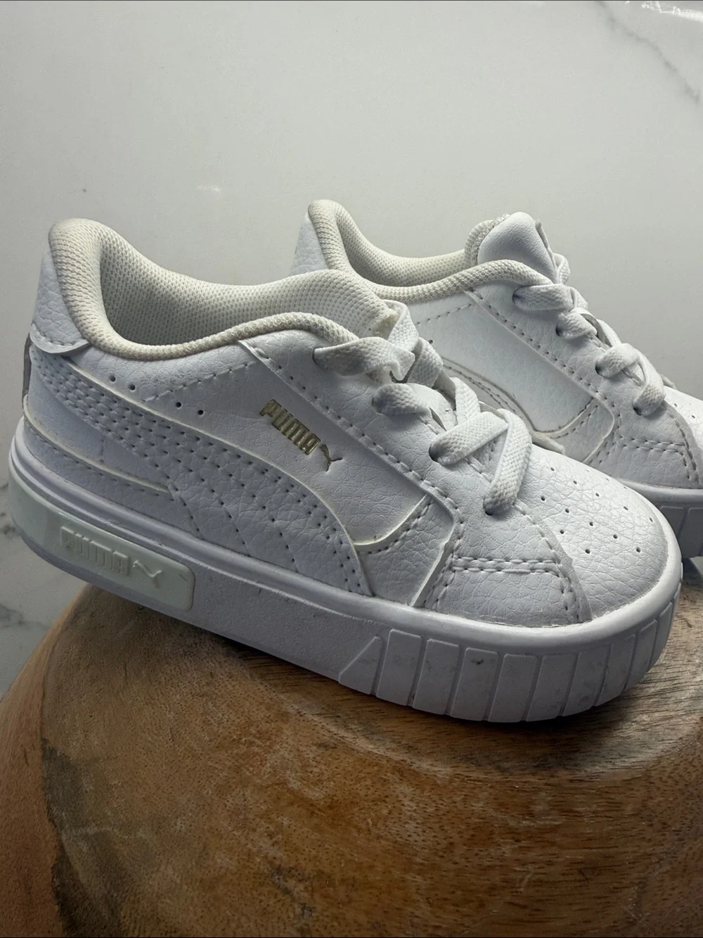 Puma Kids White Low-Top Lace-Up Sneakers